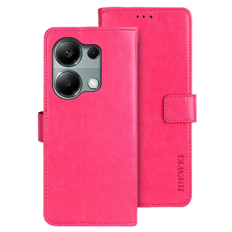 IDEWEI For Xiaomi Redmi Note 13 Pro 4G / Poco M6 Pro 4G Case Magnetic Clasp Leather Anti-fall Phone Cover