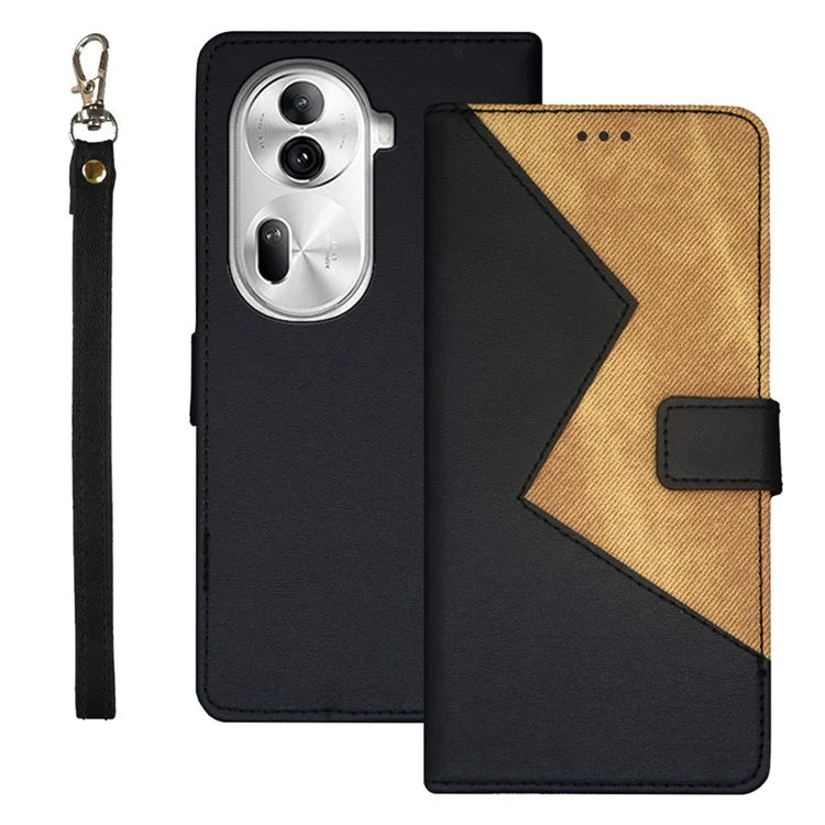 IDEWEI For Oppo Reno11 Pro 5G (Global) / Reno11 (China) 5G Cover Card Holder Splicing Color PU Leather Cell Phone Case