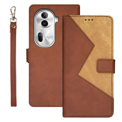 IDEWEI For Oppo Reno11 Pro 5G (Global) / Reno11 (China) 5G Cover Card Holder Splicing Color PU Leather Cell Phone Case
