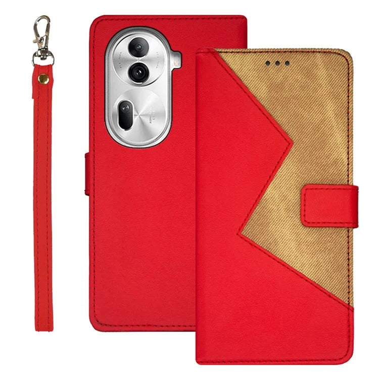 IDEWEI For Oppo Reno11 Pro 5G (Global) / Reno11 (China) 5G Cover Card Holder Splicing Color PU Leather Cell Phone Case