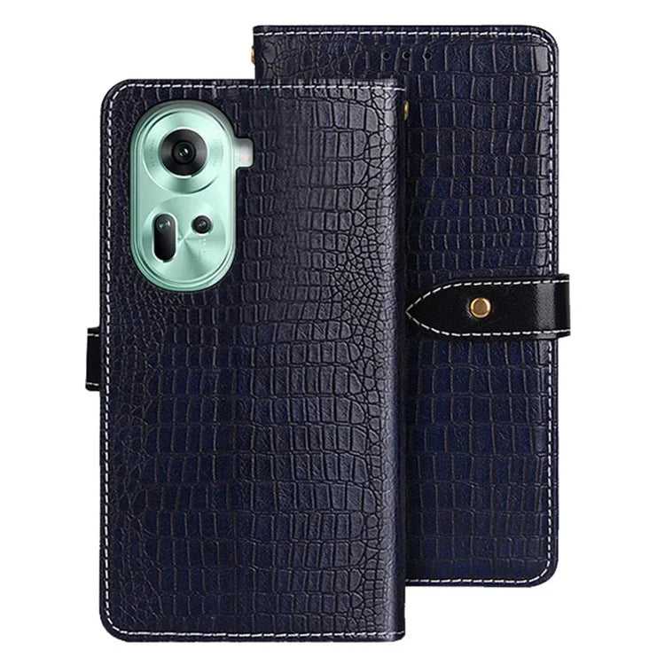 IDEWEI For Oppo Reno11 5G (Global) Cover Crocodile Texture Drop-proof PU Leather Wallet Phone Case