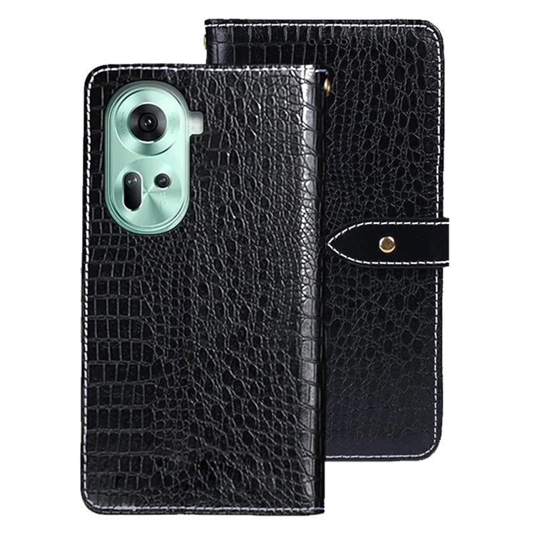 IDEWEI For Oppo Reno11 5G (Global) Cover Crocodile Texture Drop-proof PU Leather Wallet Phone Case