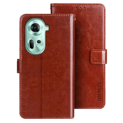 IDEWEI For Oppo Reno11 5G (Global) Case Crazy Horse Texture PU Leather Stand Anti-scratch Phone Cover