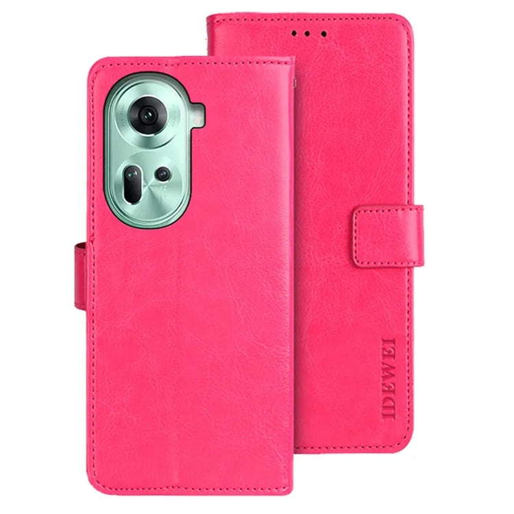 IDEWEI For Oppo Reno11 5G (Global) Case Crazy Horse Texture PU Leather Stand Anti-scratch Phone Cover