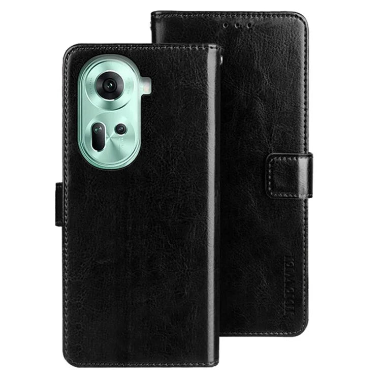 IDEWEI For Oppo Reno11 5G (Global) Case Crazy Horse Texture PU Leather Stand Anti-scratch Phone Cover