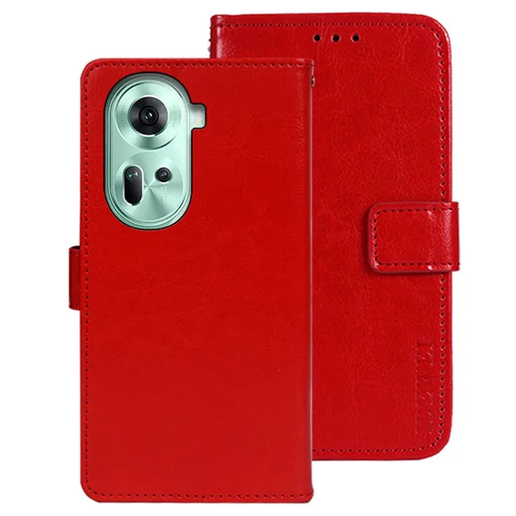 IDEWEI For Oppo Reno11 5G (Global) Case Crazy Horse Texture PU Leather Stand Anti-scratch Phone Cover