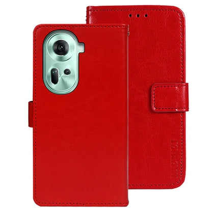 IDEWEI For Oppo Reno11 5G (Global) Case Crazy Horse Texture PU Leather Stand Anti-scratch Phone Cover