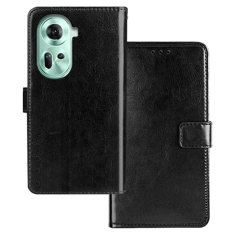 IDEWEI For Oppo Reno11 5G (Global) Wallet Case Leather Phone Cover Crazy Horse Texture