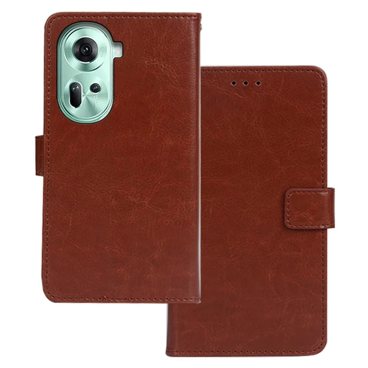 IDEWEI For Oppo Reno11 5G (Global) Wallet Case Leather Phone Cover Crazy Horse Texture