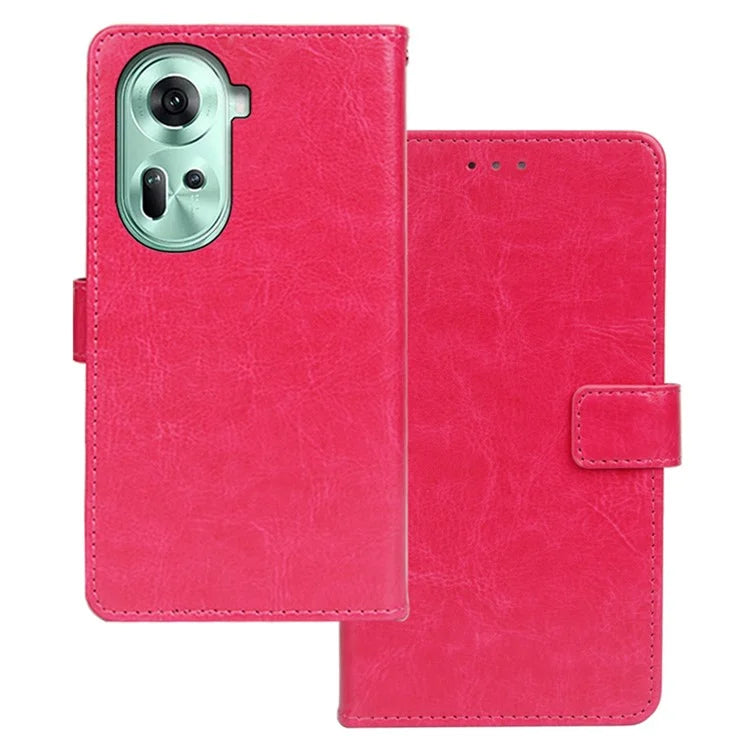 IDEWEI For Oppo Reno11 5G (Global) Wallet Case Leather Phone Cover Crazy Horse Texture