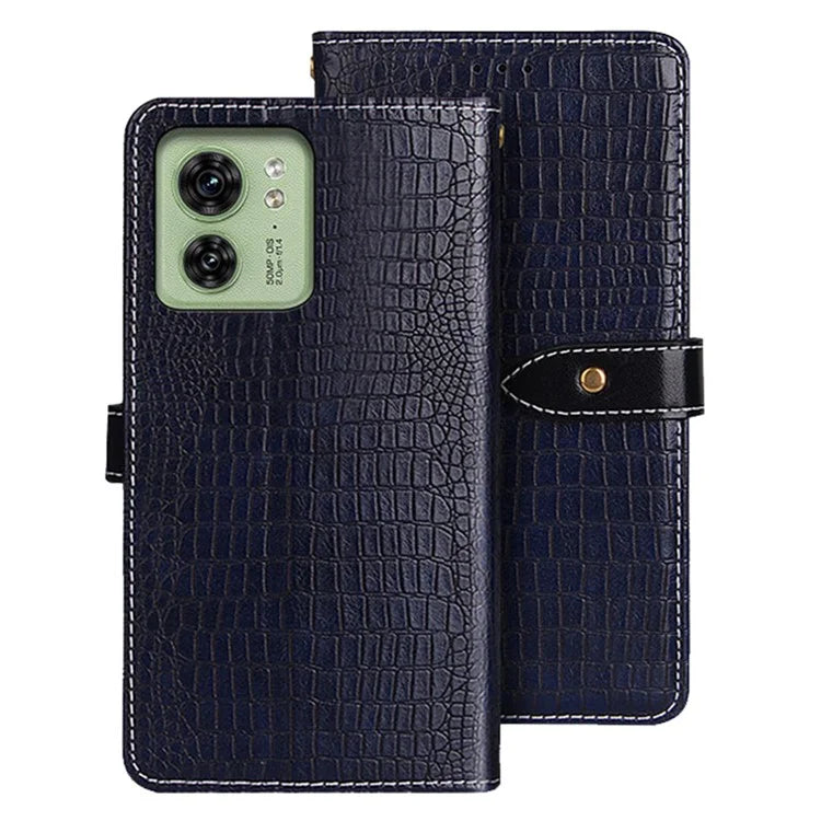 IDEWEI For Motorola Edge 40 5G Phone Case Crocodile Texture PU Leather Flip Stand Wallet Cover