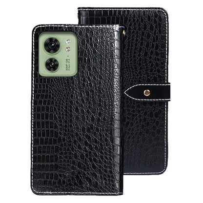 IDEWEI For Motorola Edge 40 5G Phone Case Crocodile Texture PU Leather Flip Stand Wallet Cover