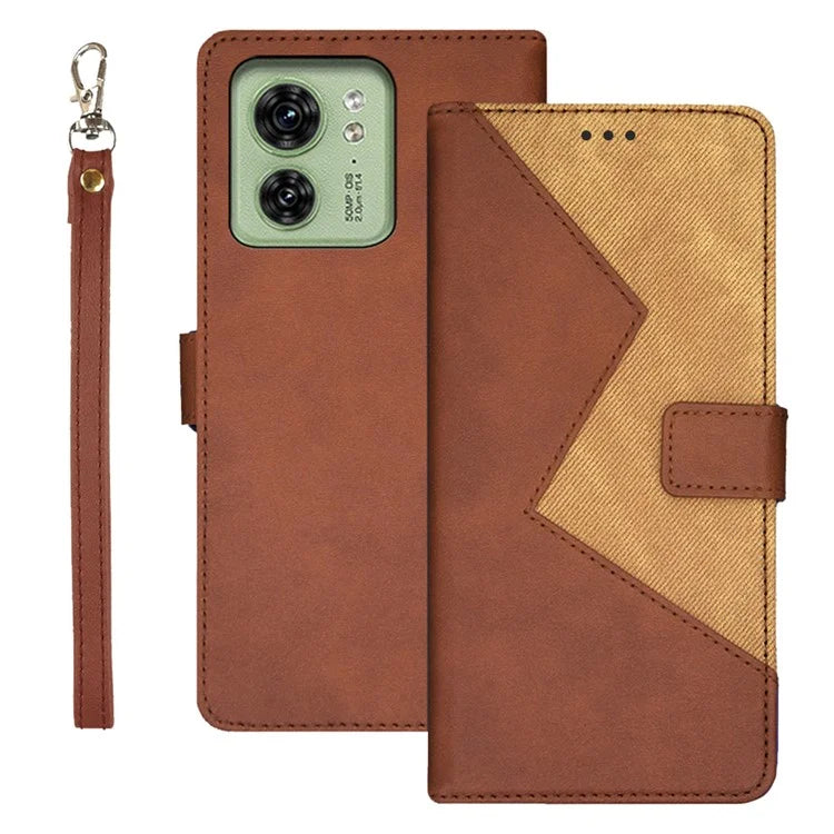 IDEWEI For Motorola Edge 40 5G Case Splicing Color Card Holder Leather Phone Stand Cover