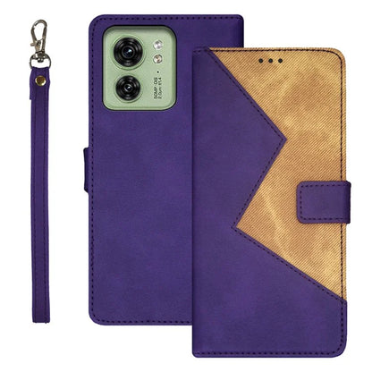 IDEWEI For Motorola Edge 40 5G Case Splicing Color Card Holder Leather Phone Stand Cover
