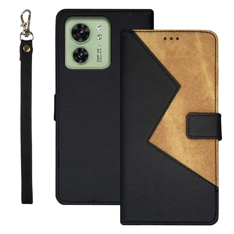 IDEWEI For Motorola Edge 40 5G Case Splicing Color Card Holder Leather Phone Stand Cover