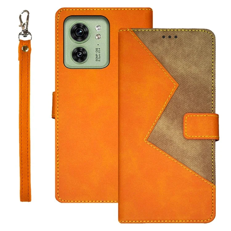 IDEWEI For Motorola Edge 40 5G Case Splicing Color Card Holder Leather Phone Stand Cover