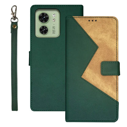 IDEWEI For Motorola Edge 40 5G Case Splicing Color Card Holder Leather Phone Stand Cover