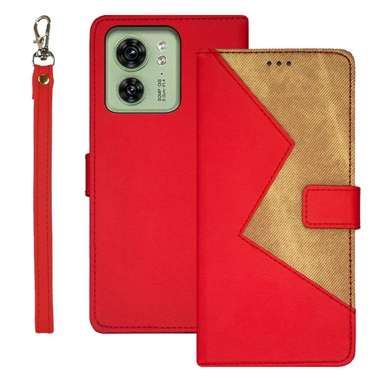 IDEWEI For Motorola Edge 40 5G Case Splicing Color Card Holder Leather Phone Stand Cover