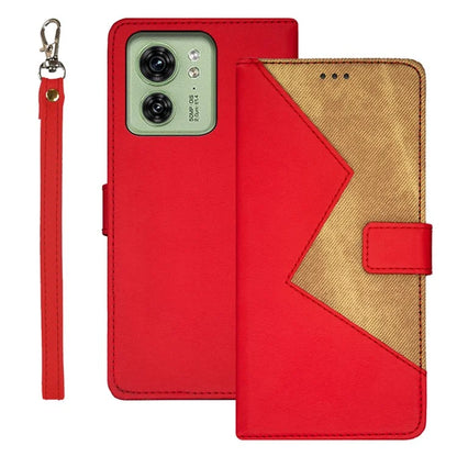 IDEWEI For Motorola Edge 40 5G Case Splicing Color Card Holder Leather Phone Stand Cover