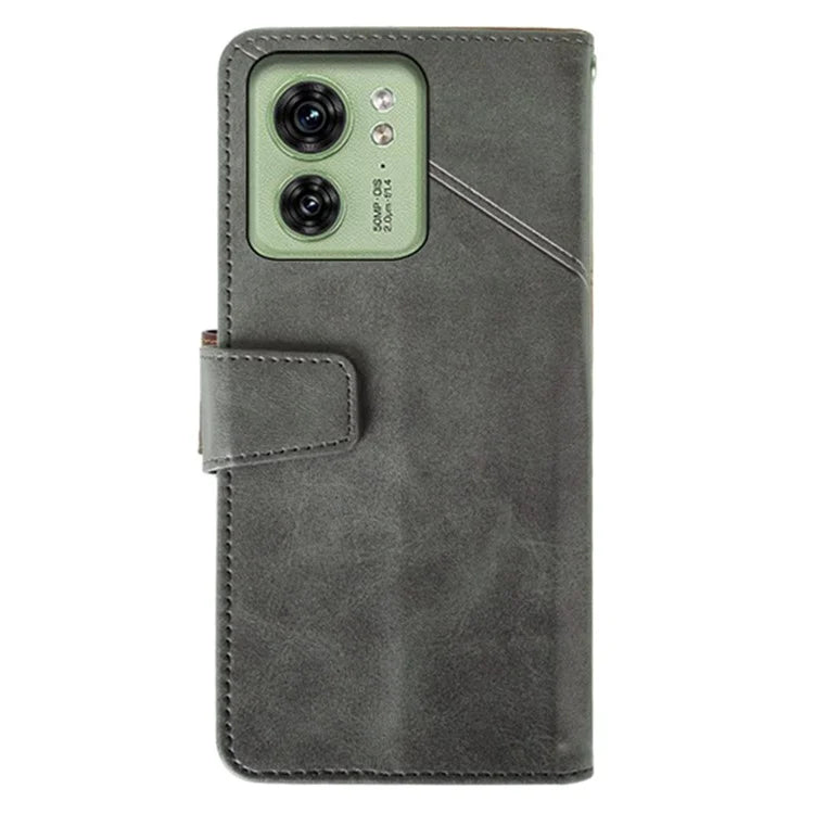 IDEWEI Calf Texture Phone Shell for Motorola Edge 40 5G Cases PU Leather Stand Phone Cover