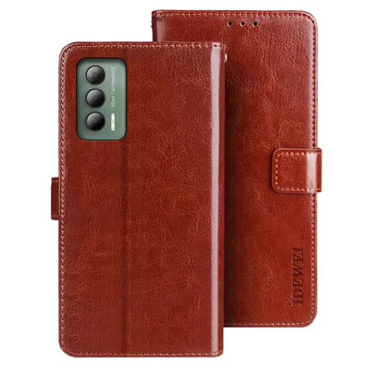 IDEWEI For Cricket Outlast Case Leather Flip Wallet Phone Cover Crazy Horse Texture