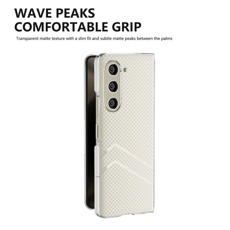 For Samsung Galaxy Z Fold5 5G Matte Case Wave Texture Clear PC Phone Cover