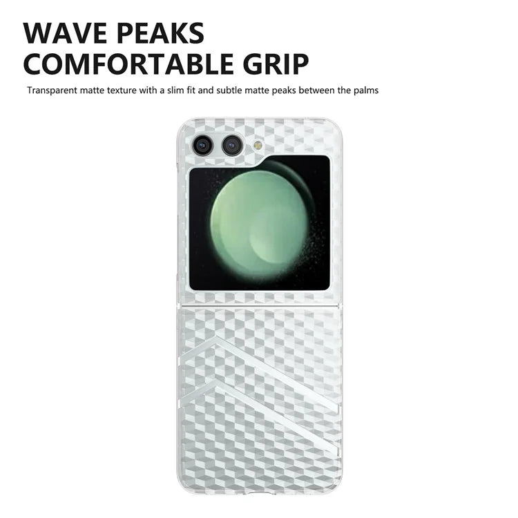 For Samsung Galaxy Z Flip5 5G PC Phone Case Wave Texture Matte Transparent Cover