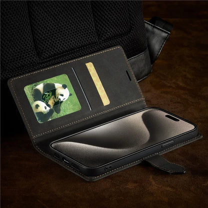 FORWENW F1 Series For iPhone 15 Pro Case PU Leather Magnetic Clasp Full Protection Phone Wallet Cover