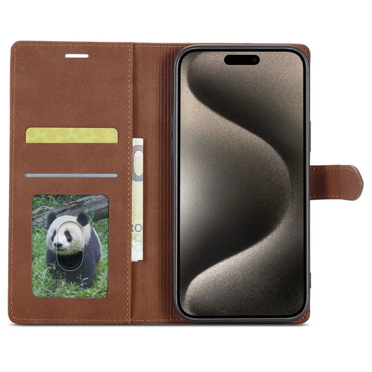 FORWENW F1 Series For iPhone 15 Pro Case PU Leather Magnetic Clasp Full Protection Phone Wallet Cover