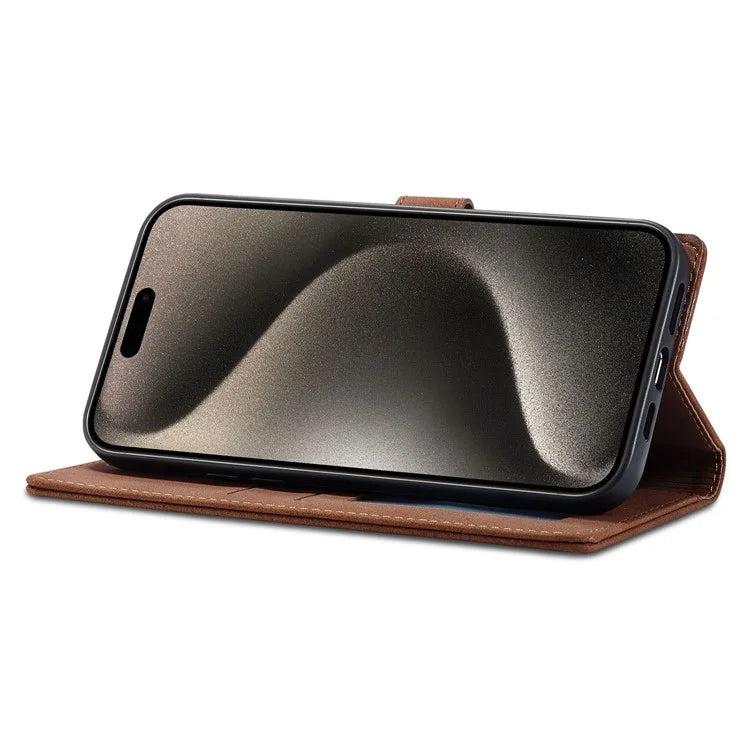 FORWENW F1 Series For iPhone 15 Pro Case PU Leather Magnetic Clasp Full Protection Phone Wallet Cover