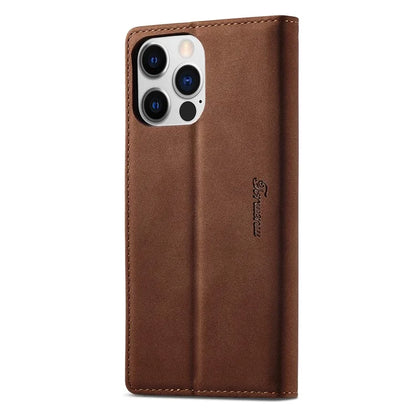 FORWENW F1 Series For iPhone 15 Pro Case PU Leather Magnetic Clasp Full Protection Phone Wallet Cover
