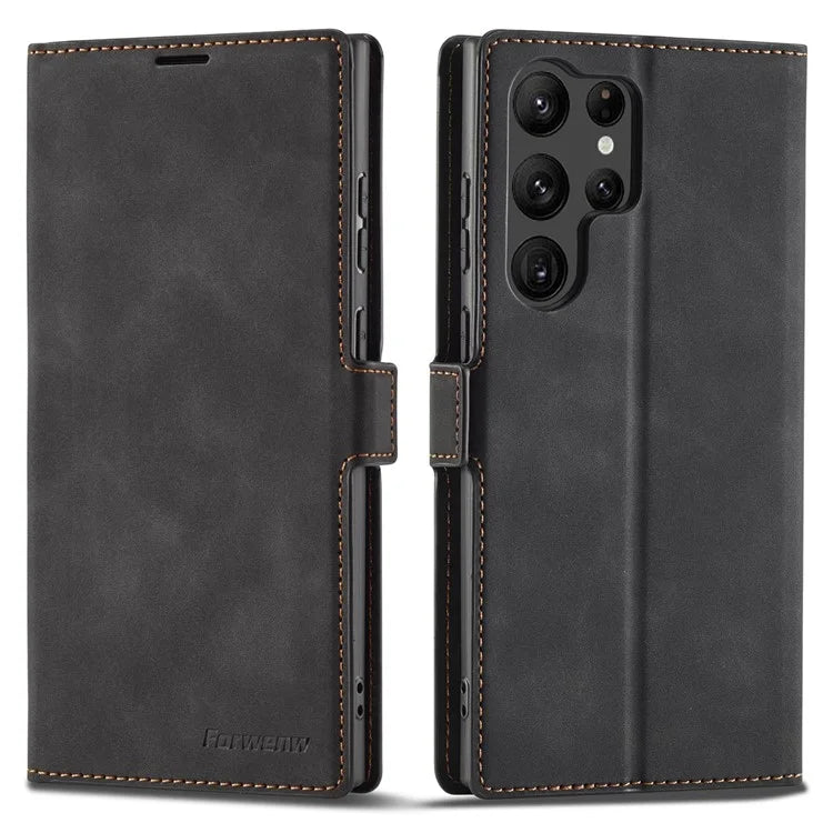 FORWENW Fantasy Series for Samsung Galaxy S24 Ultra Skin-touch Leather Phone Cover Stand Wallet Case