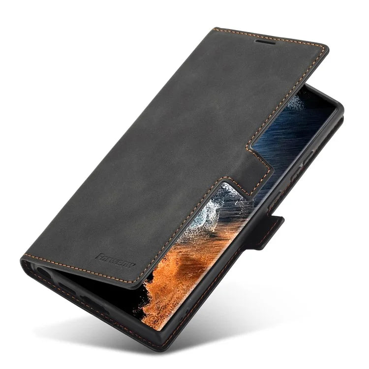 FORWENW Fantasy Series for Samsung Galaxy S24 Ultra Skin-touch Leather Phone Cover Stand Wallet Case