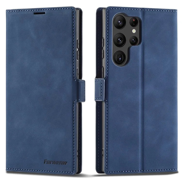 FORWENW Fantasy Series for Samsung Galaxy S24 Ultra Skin-touch Leather Phone Cover Stand Wallet Case