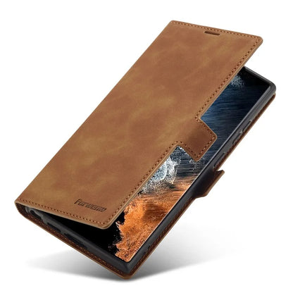 FORWENW Fantasy Series for Samsung Galaxy S24 Ultra Skin-touch Leather Phone Cover Stand Wallet Case