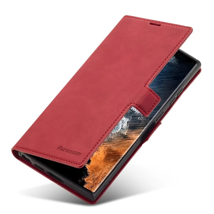 FORWENW Fantasy Series for Samsung Galaxy S24 Ultra Skin-touch Leather Phone Cover Stand Wallet Case