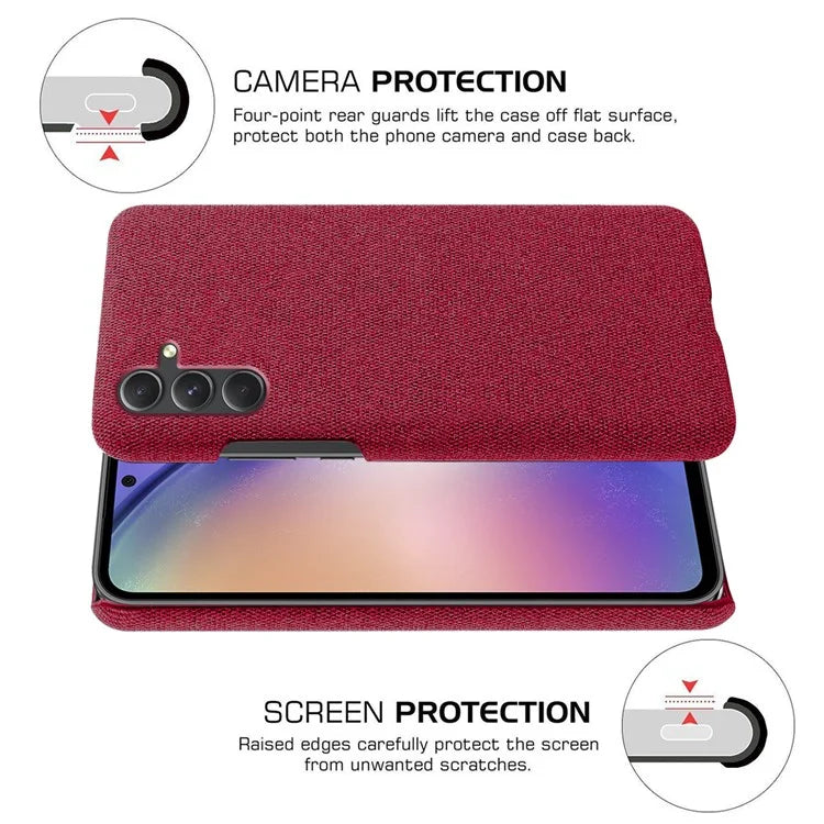 For Samsung Galaxy A55 5G Cloth+PC Phone Case Shockproof Slim Cell Phone Cover