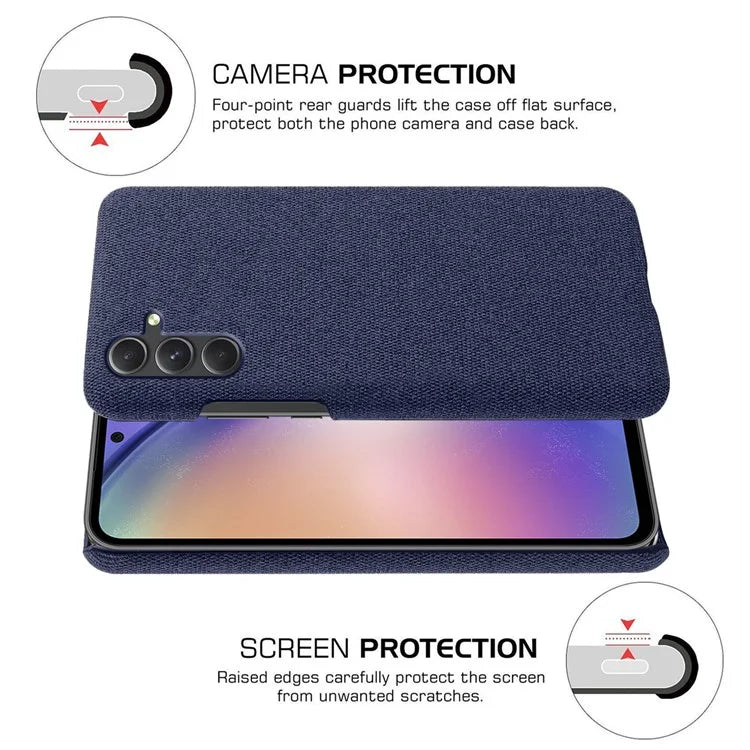 For Samsung Galaxy A55 5G Cloth+PC Phone Case Shockproof Slim Cell Phone Cover