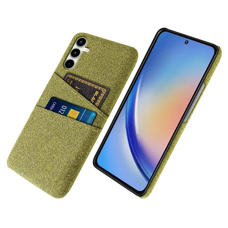 For Samsung Galaxy A55 5G Case with Dual Card Holder Cloth Texture Phone Cover