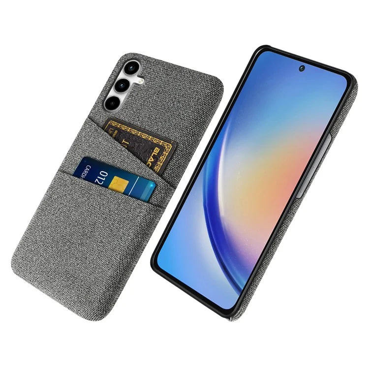 For Samsung Galaxy A55 5G Case with Dual Card Holder Cloth Texture Phone Cover