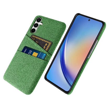 For Samsung Galaxy A55 5G Case with Dual Card Holder Cloth Texture Phone Cover