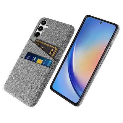 For Samsung Galaxy A55 5G Case with Dual Card Holder Cloth Texture Phone Cover