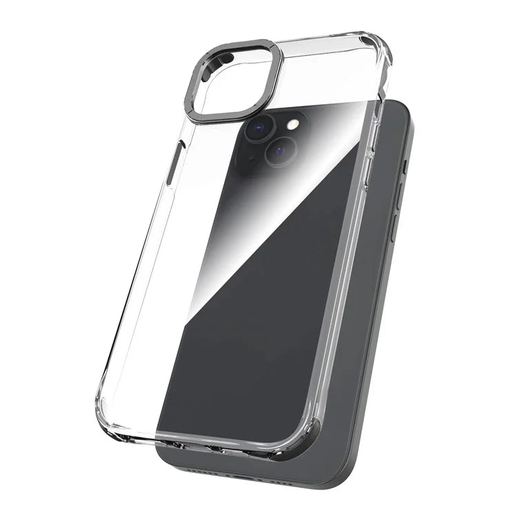 For iPhone 14 TPU+PC Cases Anti-Drop Metal Lens Frame Phone Cover