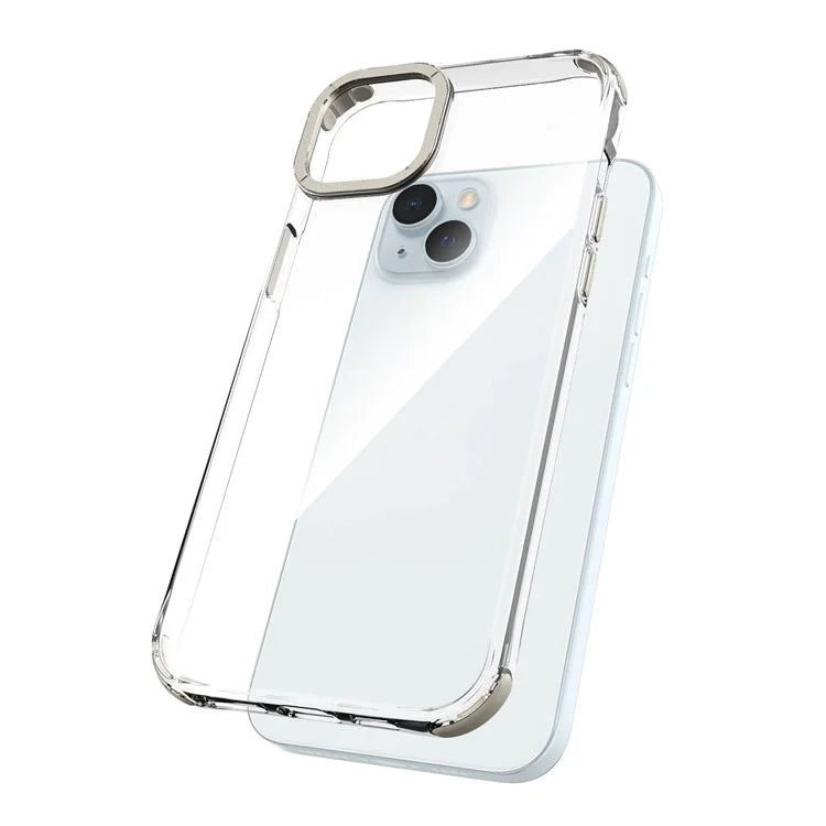 For iPhone 14 TPU+PC Cases Anti-Drop Metal Lens Frame Phone Cover