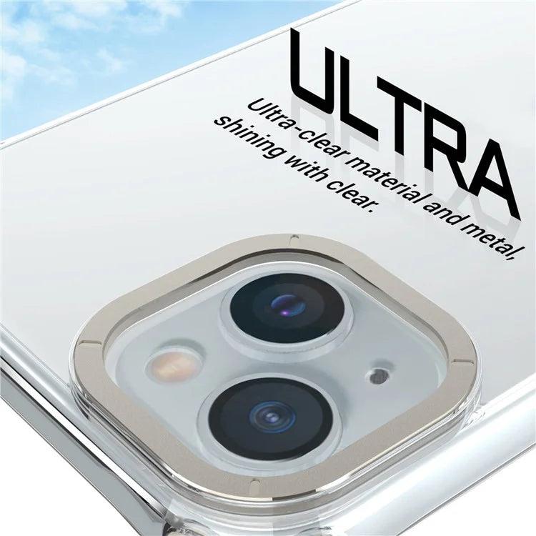 For iPhone 14 TPU+PC Cases Anti-Drop Metal Lens Frame Phone Cover