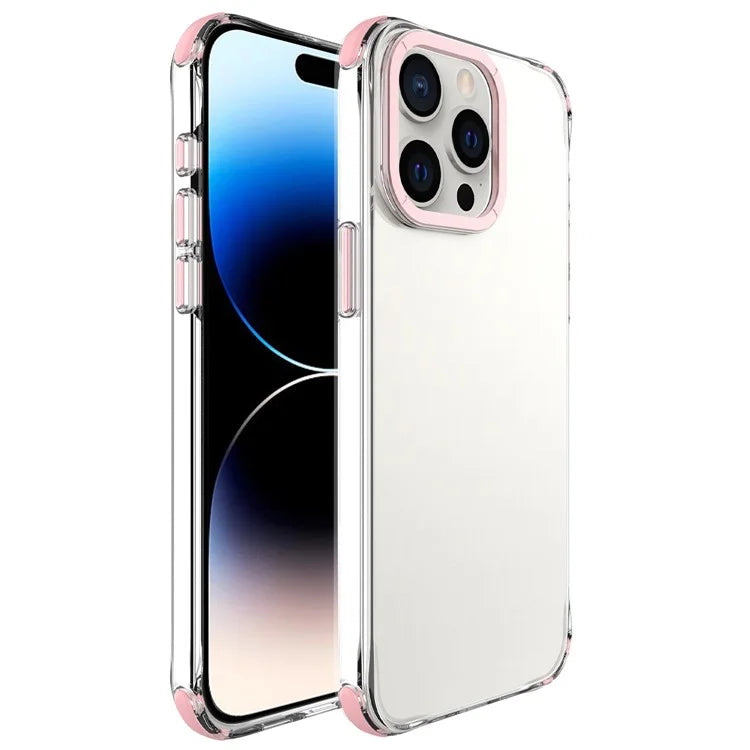 For iPhone 14 Pro Max Cases TPU+PC Phone Cover with Metal Lens Frame
