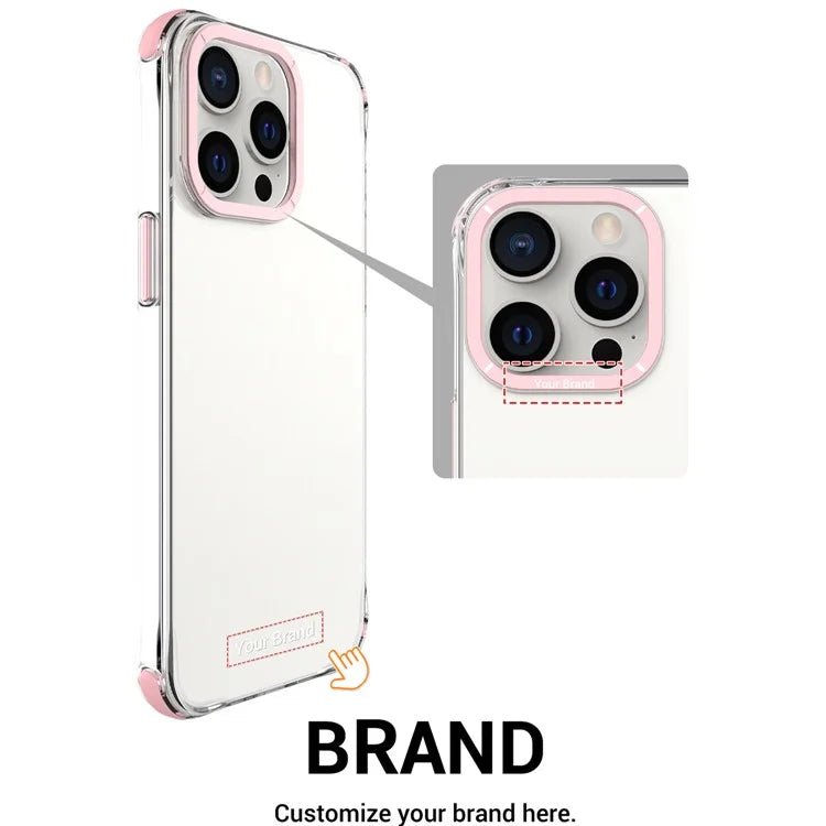 For iPhone 14 Pro Max Cases TPU+PC Phone Cover with Metal Lens Frame