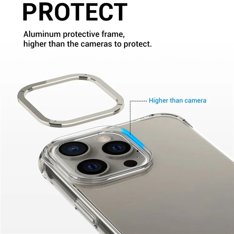 For iPhone 14 Pro Max Cases TPU+PC Phone Cover with Metal Lens Frame