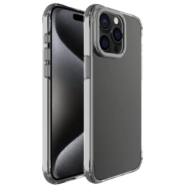 For iPhone 15 Pro Max Cell Phone Case TPU+PC Cover with Metal Lens Frame