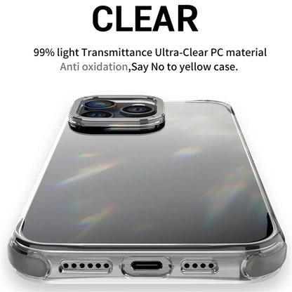 For iPhone 15 Pro Max Cell Phone Case TPU+PC Cover with Metal Lens Frame